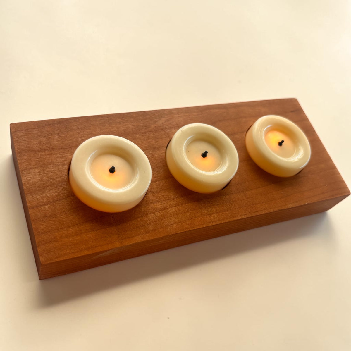 Solid Hardwood Tea Light Candle Holder – Walnut, Maple or Cherry